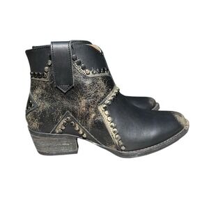 Corral Circle G WOMENS Size 6 Black Leather Star Studded Ankle Boots Western